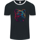 Retrowave Yorkshire Terrier Dog Mens Ringer T-Shirt FotL Black/White