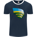 Curled Rwanda Flag Rwandan Day Football Mens Ringer T-Shirt FotL Navy Blue/White