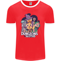 Dungeons & Sloths Role Play Games RPG Mens Ringer T-Shirt FotL Red/White