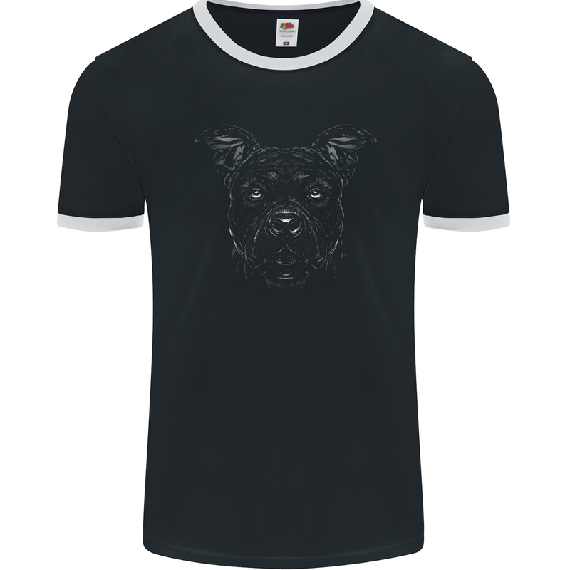 American Staffordshire Terrier Dog Mens Ringer T-Shirt FotL Black/White