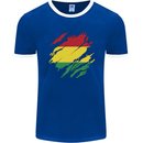 Torn Bolivia Flag Bolivian Day Football Mens Ringer T-Shirt FotL Royal Blue/White