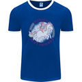 Magical Friends a Girl Riding a Unicorn Mens Ringer T-Shirt Royal Blue/White