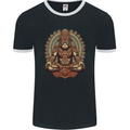 Monkey Guardian Religion Meditaition Yoga Mens Ringer T-Shirt FotL Black/White
