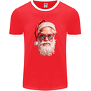 Cool Santa Summer Christmas Vibes Mens Ringer T-Shirt FotL Red/White