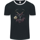 A Goat Skull With Roses Gothic Goth Mens Ringer T-Shirt FotL Black/White