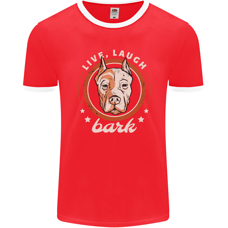 Dogo Argentino Live Laugh Bark Dog Mens Ringer T-Shirt FotL Red/White