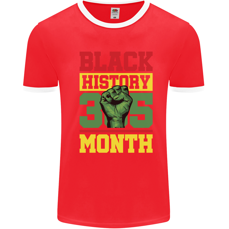 Black History Month Lives Matter African Mens Ringer T-Shirt Red/White