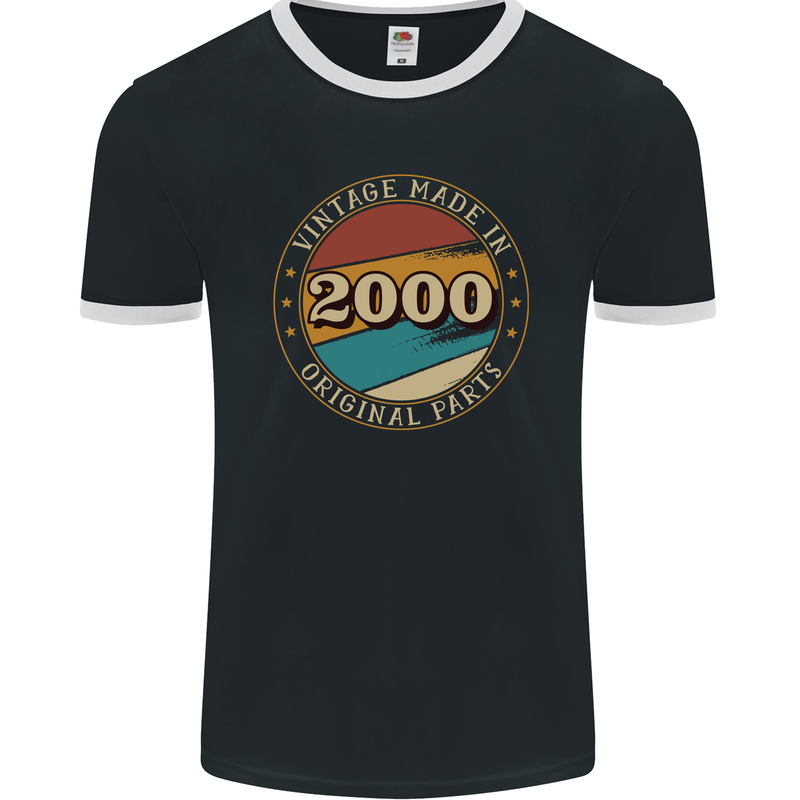 23rd Birthday  Vintage Made In 2000 Mens Ringer T-Shirt FotL Black/White