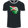 Curled Burundi Flag Burundians Day Football Mens Ringer T-Shirt FotL Black/White