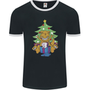 Christmas T-Rex & Unicorn Funny Xmas Gift Mens Ringer T-Shirt FotL Black/White