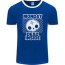 Monday Dead Inside Work Skull Mens Ringer T-Shirt FotL Royal Blue/White