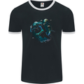 Space Scuba Diving Astronaut Diver Planets Mens Ringer T-Shirt FotL Black/White