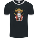 Christmas Praying Santa Christian Christianity God Mens Ringer T-Shirt FotL Black/White