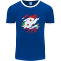 Torn Burundi Flag Burundians Day Football Mens Ringer T-Shirt FotL Royal Blue/White