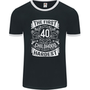 First 40 Years of Childhood Funny 40th Birthday Mens Ringer T-Shirt FotL Black/White