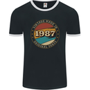36th Birthday  Vintage Made In 1987 Mens Ringer T-Shirt FotL Black/White