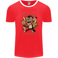 Pew Pew Bananafakas Bananas Monkey Crazy Mens Ringer T-Shirt FotL Red/White