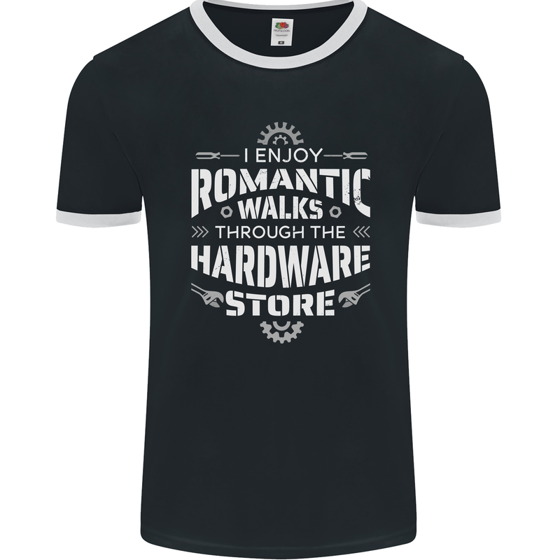 Romantic Walks Hardware Store DIY Tradesman Mens Ringer T-Shirt FotL Black/White