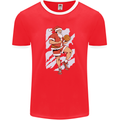 Christmas Basketball Santa Xmas Mens Ringer T-Shirt FotL Red/White