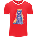 A Colourful Border Collie Dog Design Mens Ringer T-Shirt Red/White