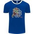 St Patricks Day Ice Hockey Mens Ringer T-Shirt FotL Royal Blue/White