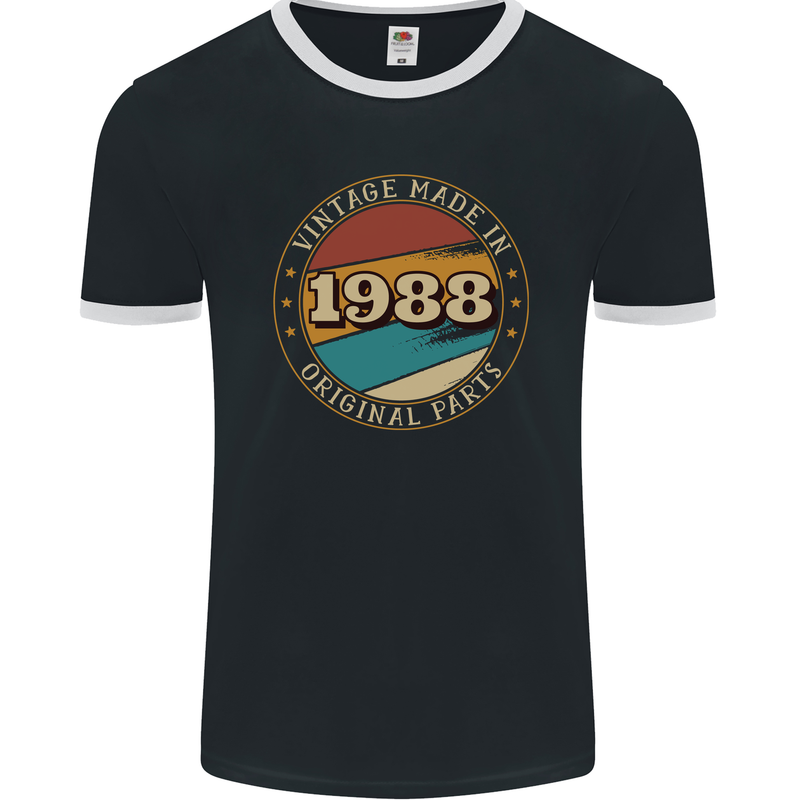 35th Birthday  Vintage Made In 1988 Mens Ringer T-Shirt FotL Black/White
