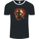 Skull Biker Motorcycle Motorbike Halloween 25 Mens Ringer T-Shirt FotL Black/White