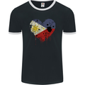 Love Philippines Flag Philipino Day Football Mens Ringer T-Shirt FotL Black/White