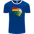 Curled Ghana Flag Ghanaian Day Football Mens Ringer T-Shirt FotL Royal Blue/White