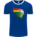 Curled Ghana Flag Ghanaian Day Football Mens Ringer T-Shirt FotL Royal Blue/White
