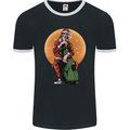 Guitar Santa Claus Chilling Out Christmas Mens Ringer T-Shirt FotL Black/White