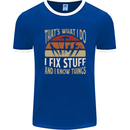 I Fix Stuff Funny Electrician Sparky Mechanic Mens Ringer T-Shirt FotL Royal Blue/White