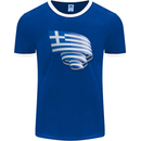 Curled Greece Flag Greek Day Football Mens Ringer T-Shirt FotL Royal Blue/White