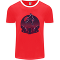 Astronaut Santa & Aliens Christmas Planets Xmas Mens Ringer T-Shirt FotL Red/White