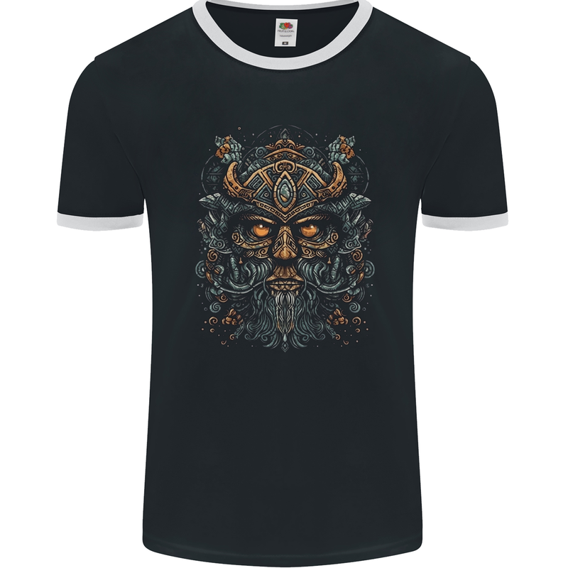 A Tribal Viking Pagan Celtic Warrior Mens Ringer T-Shirt FotL Black/White