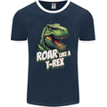 Roar Like a T-Rex Dinosaur Mens Ringer T-Shirt FotL Navy Blue/White