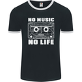 No Music No Life Retro Audio Cassette Mens Ringer T-Shirt FotL Black/White