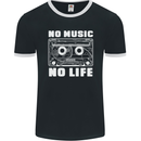 No Music No Life Retro Audio Cassette Mens Ringer T-Shirt FotL Black/White