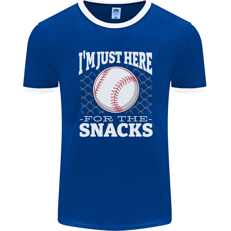 Baseball Im Just Here for the Snacks Mens Ringer T-Shirt FotL Royal Blue/White