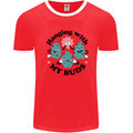 Weed Hanging With My Buds Cannabis Funny Mens Ringer T-Shirt Red/White