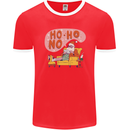 HO HO No Funny Lazy Christmas Bah Humbug Xmas Mens Ringer T-Shirt FotL Red/White