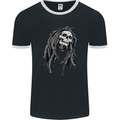 Reggae Music Skull Jamaica Mens Ringer T-Shirt FotL Black/White
