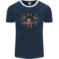 Union Jack Bodybuilding Gym Training Spartan Mens Ringer T-Shirt FotL Navy Blue/White