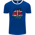 Torn Kenya Flag Kenyan Day Football Mens Ringer T-Shirt FotL Royal Blue/White