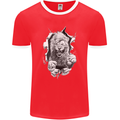 Lion Ripping Through the Fabric Mens Ringer T-Shirt FotL Red/White