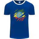 Torn Ethiopia Flag Ethiopian Day Football Mens Ringer T-Shirt FotL Royal Blue/White