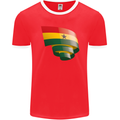 Curled Ghana Flag Ghanaian Day Football Mens Ringer T-Shirt FotL Red/White