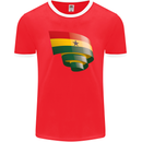 Curled Ghana Flag Ghanaian Day Football Mens Ringer T-Shirt FotL Red/White