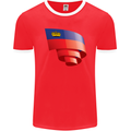 Curled Liechtenstein Flag Liechtensteiner Day Football Mens Ringer T-Shirt FotL Red/White