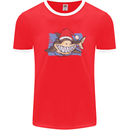 A Christmas Shark Wearing an Xmas Hat Mens Ringer T-Shirt FotL Red/White